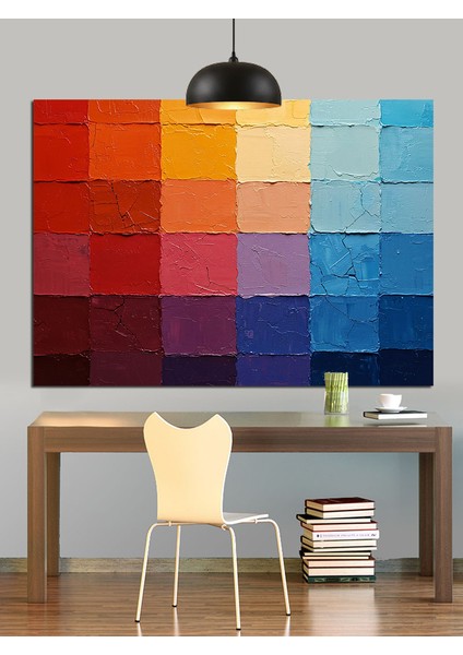 Soyut Renk Blokları Palet Dekoratif Kanvas - Mdf Ahşap Tablo