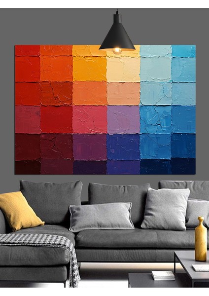 Soyut Renk Blokları Palet Dekoratif Kanvas - Mdf Ahşap Tablo fırsatları