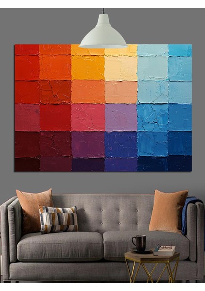 Soyut Renk Blokları Palet Dekoratif Kanvas - Mdf Ahşap Tablo indirimleri
