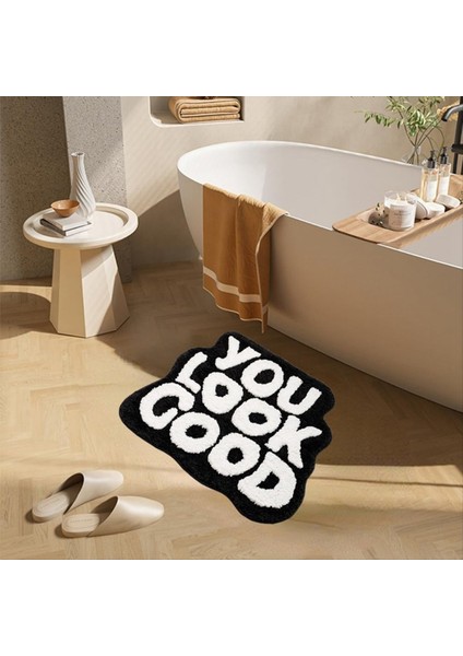 Banyo Mat Iyi Görünüyorsun Banyo Mat Banyo Halıları Banyo Halı Komik Banyo Mat Sevimli Banyo Mat Halılar (Siyah) (Yurt Dışından) fiyatları