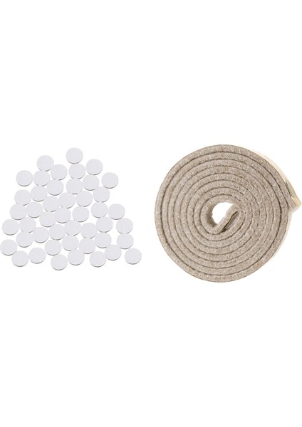 1 Adet Kendi Kendine Yapışan Ağır Hizmet Tipi Keçe Şerit Rulosu Kremsi-Beyaz ve 48 Adet Kendi Kendine Yapışan Mobilya Yuvarlak Keçe Pedleri (Yurt Dışından)