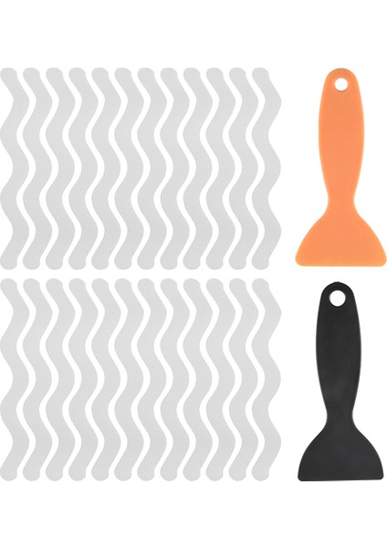 Banyo Kavrama Çıkartmaları 24 Pcs Duş Anti-Kayma Şeritleri 2 Adet Kazıyıcı Kaydırıcı Olmayan Şeritler Pad Küvet Döşeme Bant Paspas (Yurt Dışından)