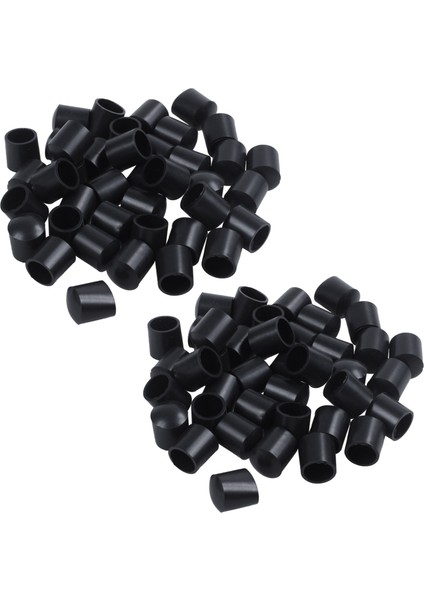 Kauçuk Kapaklar 80 Parçalı Siyah Kauçuk Tüp Uçları 10MM Yuvarlak (Yurt Dışından)