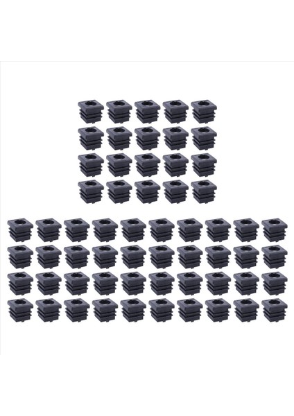 Kare Tüp Boru Uç Kapakları Ekleme Fişleri M8 Iplik 20X20MM 60PCS Siyah (Yurt Dışından)