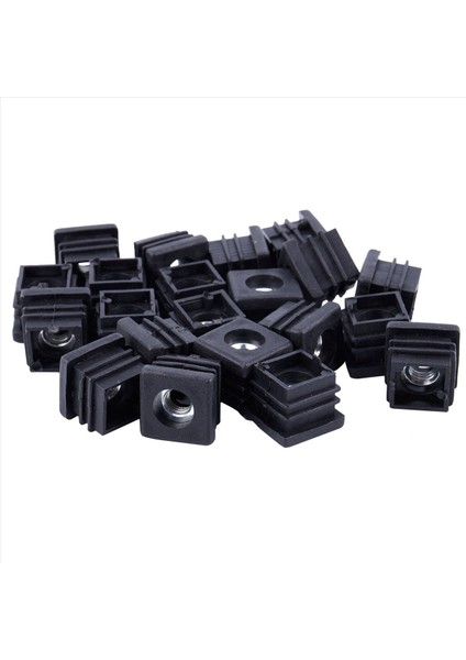 Kare Tüp Boru Uç Kapakları Ekleme Fişleri M8 Iplik 20X20MM 60PCS Siyah (Yurt Dışından) fiyatları