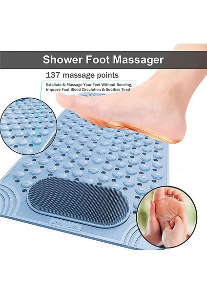 Küvet Mat Slip Olmayan Kauçuk Duş Mat Tahliye Delikleri Emme Bardakları Hızlı Drenaj Ayak Masajı Banyo Mat Mavisi (Yurt Dışından) indirimleri