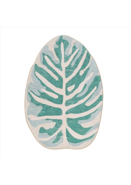 Modern Yaprak Desen Banyo Tuvalet Su Geçirmez Mikrofiber Banyo Mat Yaprak Yeşil Tropikal Bitkiler Ev Kapısı Slip 1 (Yurt Dışından)