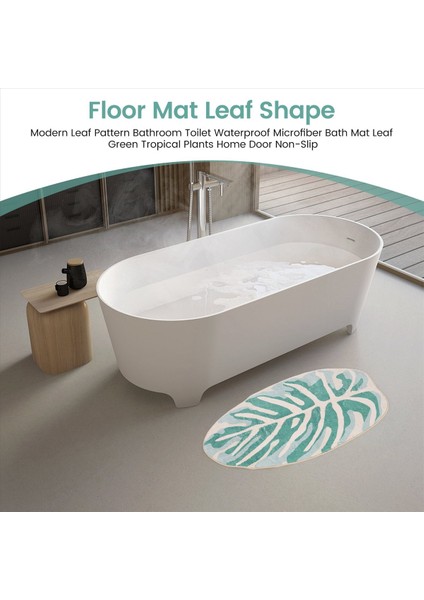 Modern Yaprak Desen Banyo Tuvalet Su Geçirmez Mikrofiber Banyo Mat Yaprak Yeşil Tropikal Bitkiler Ev Kapısı Slip 1 (Yurt Dışından) fırsatları