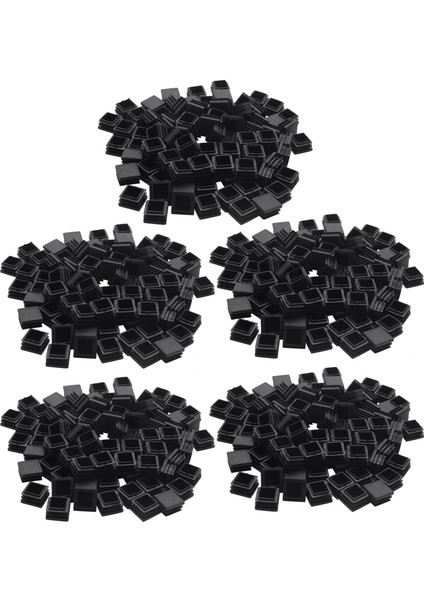 500PCS Plastik Kare Tüp Ekleri Uçlu Kapaklar 20MM x 20MM Siyah (Yurt Dışından)