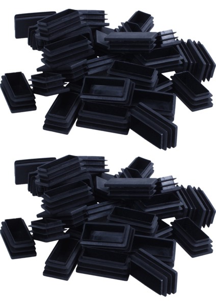 Plastik Dikdörtgen Blankalı Uç Tüp Kapakları Ekler 25X50MM 60PCS Siyah (Yurt Dışından)