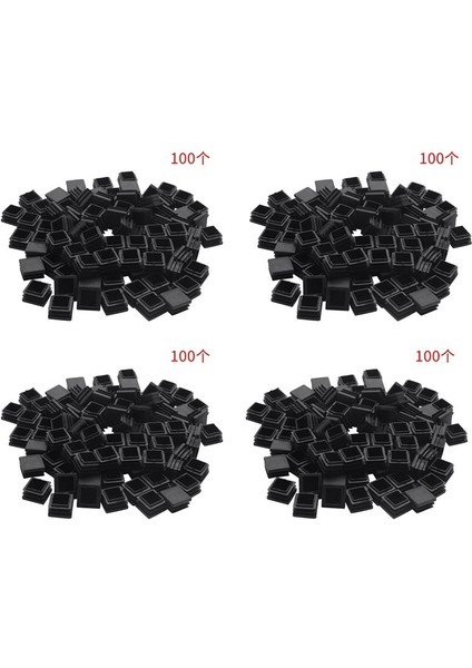 400PCS Plastik Kare Tüp Ekleri Uçlu Kapaklar 20MM x 20MM Siyah (Yurt Dışından)