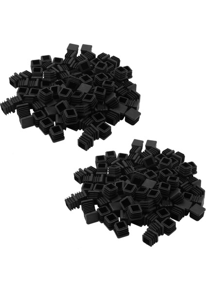 200PCS Plastik Kare Tüp Ekleri Uçlu Kapak Kapakları 20MM x 20MM Siyah (Yurt Dışından)