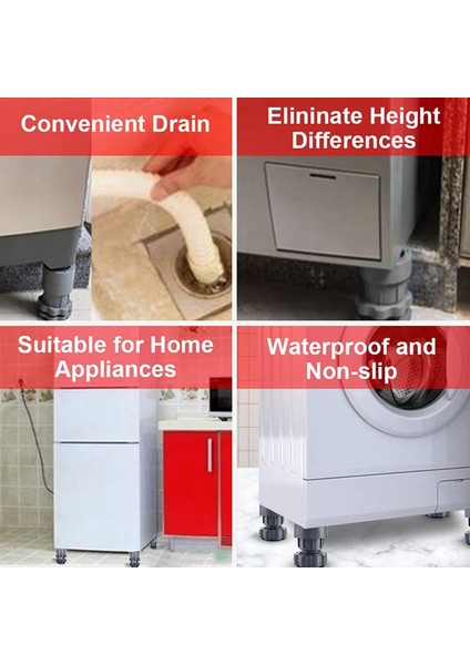 2x Çamaşır Makinesi Ayak Pedleri Destek Çamaşır ve Kurutucu Için Ayarlanabilir Slip Olmayan Mat Anti Titreşim Ayakları Pad (Yurt Dışından) indirimleri