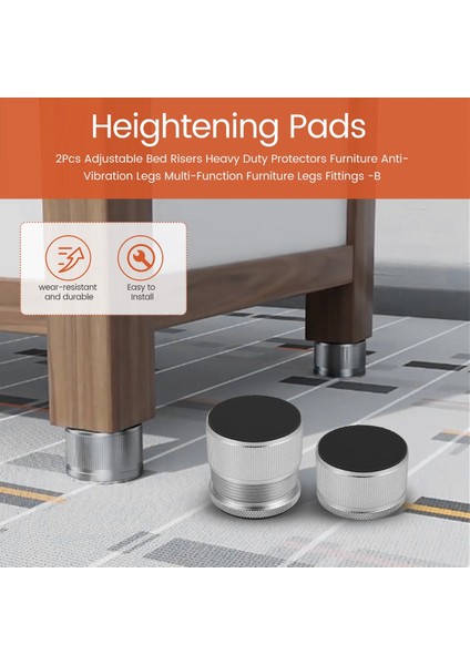 2 Adet Ayarlanabilir Yatak Yükselticileri Ağır Hizmet Koruyucular Mobilya Mobilya Anti-Vibrasyon Bacakları Çok Fonksiyonlu Mobilya Bacakları Bağlantı Parçaları -B (Yurt Dışından) indirimleri