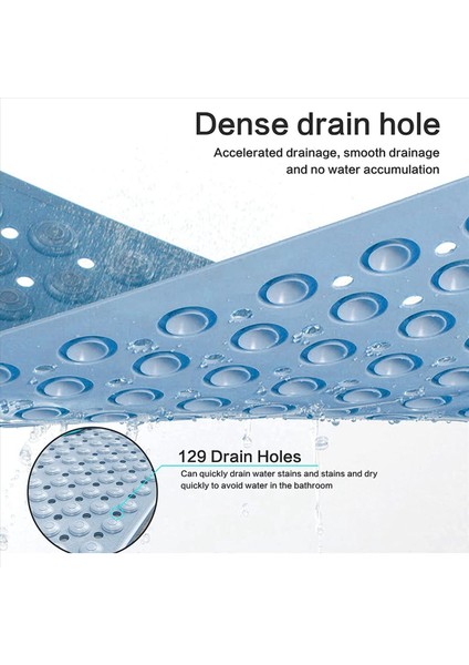 2x Küvet Paspas Kaymaz Kauçuk Duş Paspası Tahliye Delikleri Vantuzları Hızlı Drenaj Ayak Masajı Banyo Mat Mavisi (Yurt Dışından) fırsatları