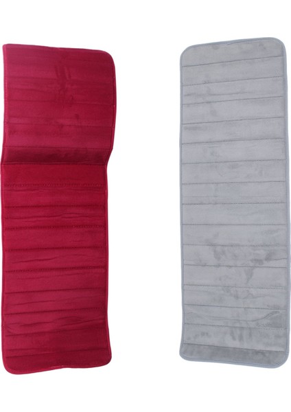 2x 120X40CM Emici Sözsüz Bellek Köpük Mutfak Yatak Odası Kapı Mat Halı Halı Tarih-Red &amp Gri (Yurt Dışından)