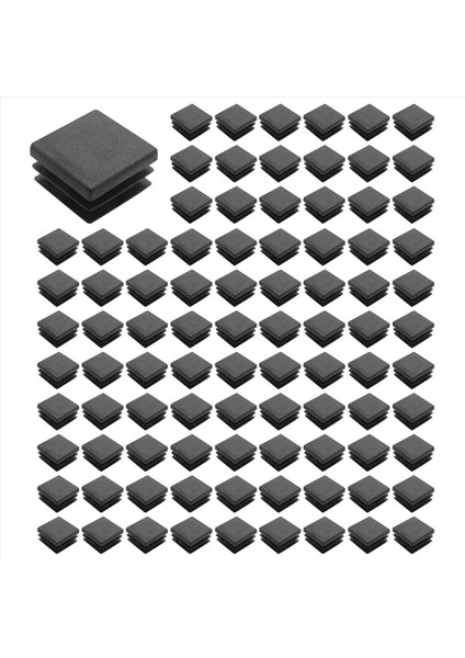 800PCS Plastik Kare Tüp Ekleri Uçlu Kapaklar 20MM x 20MM Siyah (Yurt Dışından)