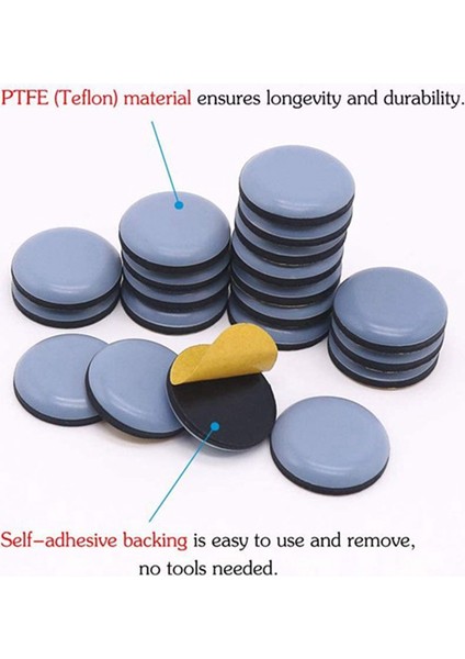 40PCS Kolay Hareket Ağır Kalınlaşan Mobilya Bacak Kaydırıcı Pedler Kendi Yapışkan Zemin Paspas Zemin Koruyucusu Anti Gürültülü 20MM (Yurt Dışından) indirimleri