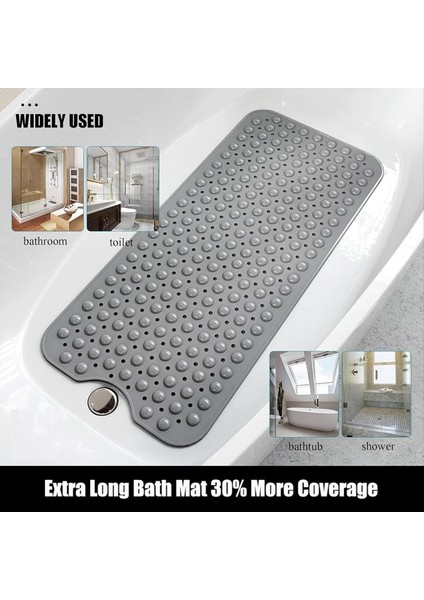 Kaymaz Küvet Matı Ekstra Uzun Banyo Küvet Duş Paspasları Vantuz ve Tahliye Delikleri ile Banyo Için Küvet Küveti Matları (Yurt Dışından) fırsatları