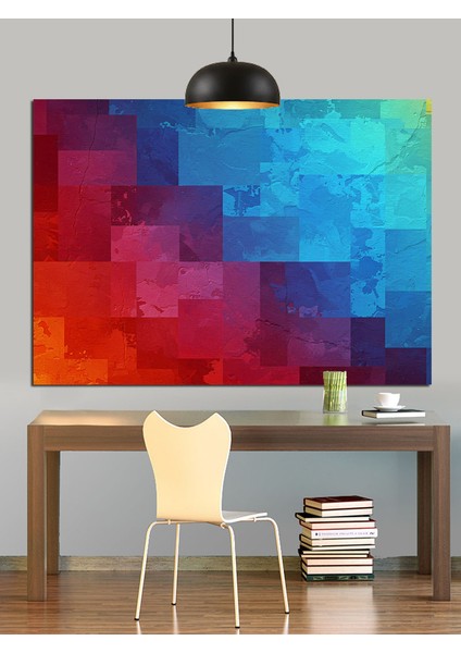 Soyut Geometrik Kare Desen Dekoratif Kanvas - Mdf Ahşap Tablo