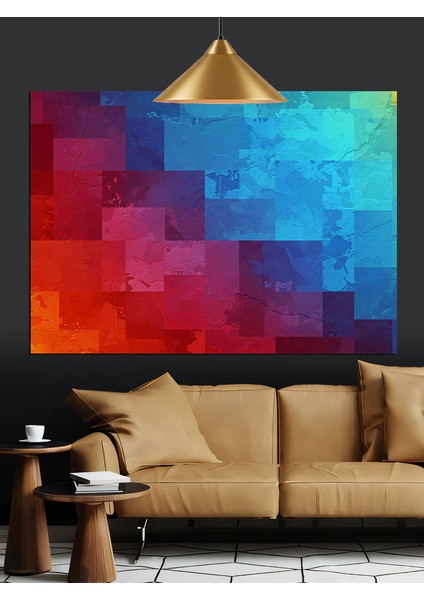 Soyut Geometrik Kare Desen Dekoratif Kanvas - Mdf Ahşap Tablo modelleri