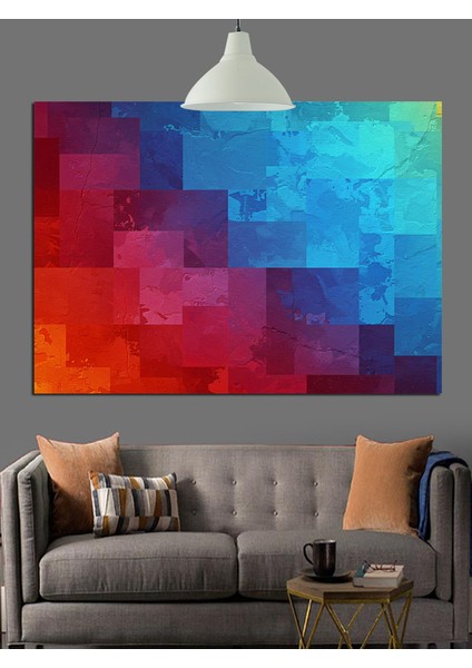 Soyut Geometrik Kare Desen Dekoratif Kanvas - Mdf Ahşap Tablo indirimleri
