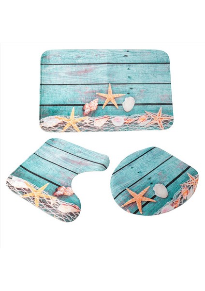 Plaj Deniz Kabuğu Kum Banyo Mat Tatilleri Yaz Banyo Halı Halı Kaymaz 3 Adet Tuvalet Mat Seti Denizyıldızı Zemin (Yurt Dışından)