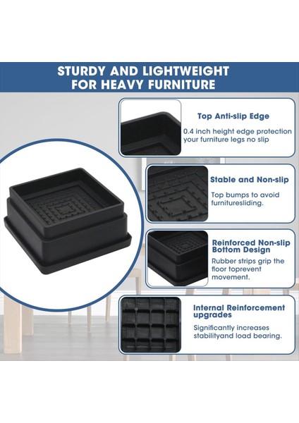 Yatak Yükselticileri 1 Inç 6pcs Ayarlanabilir Yatak Mobilya Yükseltici Ağır Hizmet Tipi Yatak Asansörleri Kanepe Yatak Masa Için Lastik Ped ile Yükseltici (Yurt Dışından) indirimleri