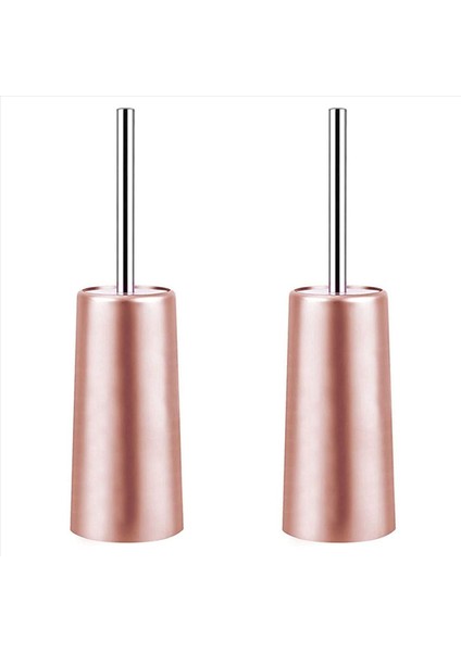 2x Paslanmaz Çelik Tuvalet Fırçası ve Tutucu - Banyo Tuvalet Için Tuvalet Kasesi Temizleyici Seti (Gül Altın) (Yurt Dışından)