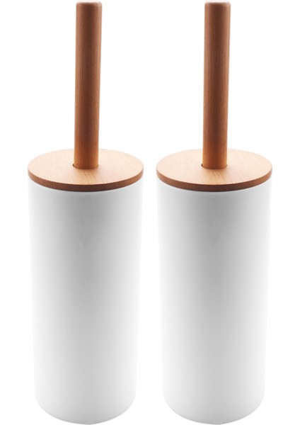 2x Bambu Zemin Tuvalet Fırçası Seti Temel Banyo Tuvalet Fırçası Tutucu Wc Aksesuarları (Yurt Dışından)