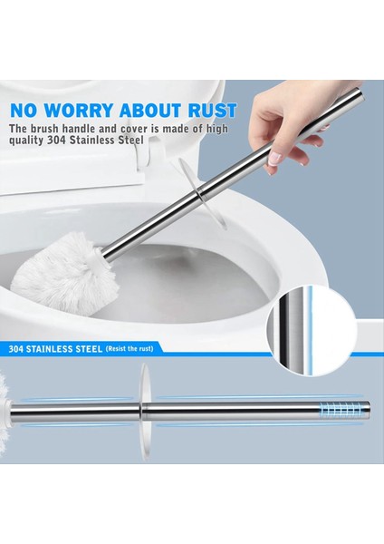 Tuvalet Fırçası ve Tutucu 2 Paket Tuvalet Fırçası 304 Paslanmaz Çelik Uzun Saplı Tuvalet Kase Fırçası Siyah (Yurt Dışından) fırsatları