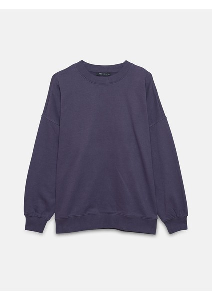 Yeni Sezon Bisiklet Yaka Oversize Kadın Kalın Sweatshirt