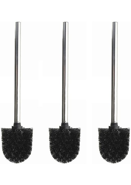 3x Yedek Paslanmaz Çelik Wc Banyo Temizleme Tuvalet Fırçası Siyah Kafa (Yurt Dışından)