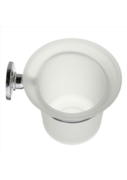 3x Krom Yuvarlak Duvara Monte Tuvalet Fırçası ve Buzlu Cam Tuvalet Fırçası Tutucu (Yurt Dışından) fiyatları