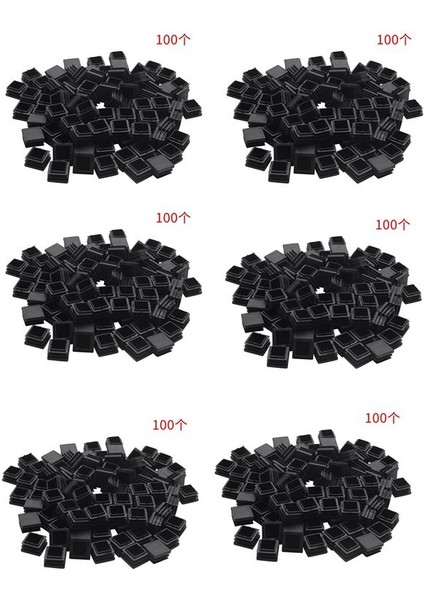 600PCS Plastik Kare Tüp Ekleri Uçlu Kapaklar 20MM x 20MM Siyah (Yurt Dışından)