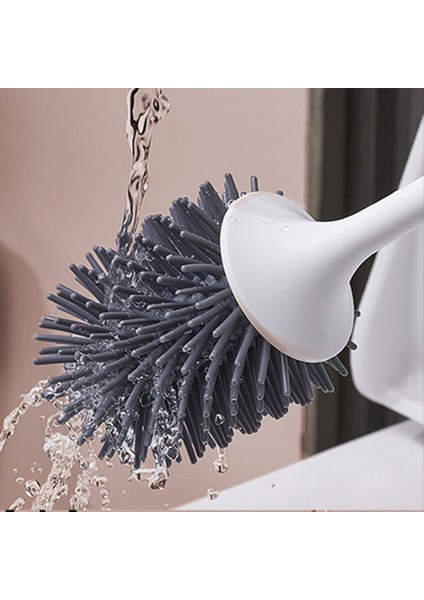 Tuvalet Fırçası ve Tutucu Seti Temizleme Fırçası ile Tuvalet Kase Fırçası Silikon Klozet Temizleyicileri Fırça Açık Gri (Yurt Dışından) indirimleri