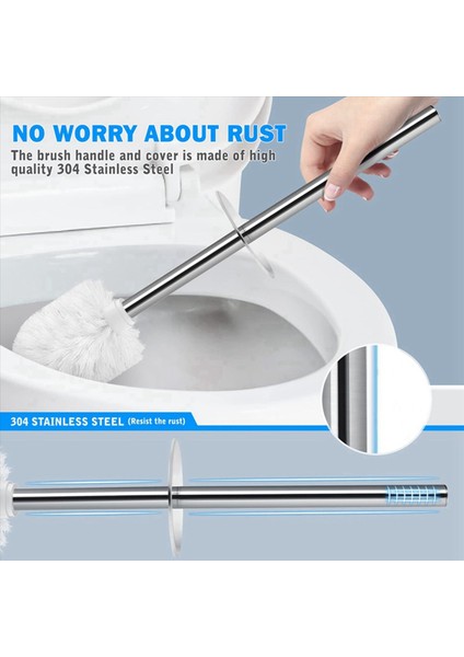 Tuvalet Fırçası ve Tutucu 2 Paket Tuvalet Fırçası 304 Paslanmaz Çelik Uzun Saplı Tuvalet Kase Fırçası Beyaz (Yurt Dışından) fiyatları