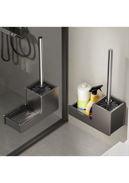 Tuvalet Fırçası Tutucu Duvar Monte Banyo Temizlik Fırçası Alüminyum Tuvalet Fırçası Temizlik Siyah (Yurt Dışından) fiyatları