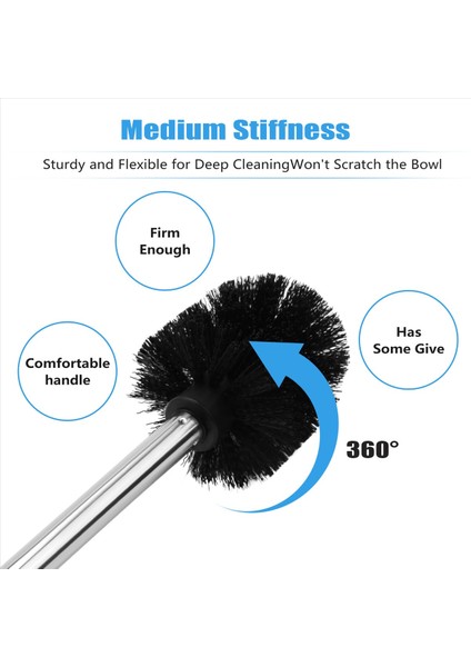 Yedek Paslanmaz Çelik Wc Banyo Temizleme Tuvalet Fırçası Siyah Kafa (Yurt Dışından) fırsatları