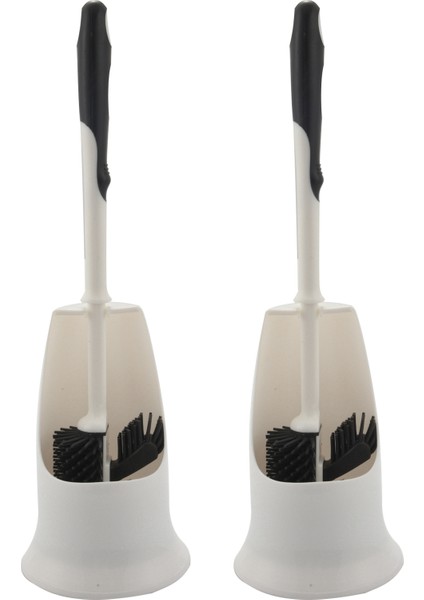 2x Tuvalet Fırçası ve Tutucu Tuvalet Kasası Temizleme Fırçası Seti Jant Dudak Fırçası ve Banyo Için Depolama Caddy Altında (Yurt Dışından)