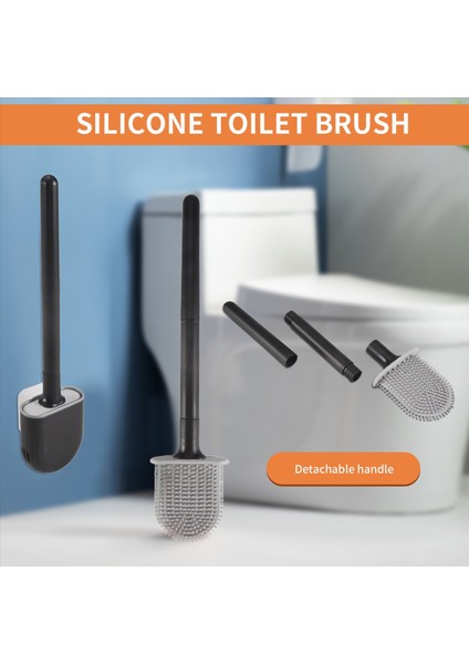 Premium Tuvalet Fırçaları ve Tutucuları 2 Paket Duvara Monte (Delme Delikleri Olmadan) Derin Temiz Silikon Tuvalet Fırçası Siyah (Yurt Dışından) indirimleri