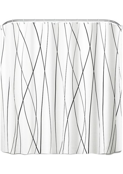 Çizgili Duş Perdesi - Ağır Kumaş Makinesi Yıkanabilir Banyo Için Basit Modern Gri Duş Perdeleri 71X71 Inç (Yurt Dışından)