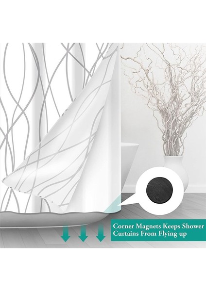 Çizgili Duş Perdesi - Ağır Kumaş Makinesi Yıkanabilir Banyo Için Basit Modern Gri Duş Perdeleri 71X71 Inç (Yurt Dışından) fiyatları