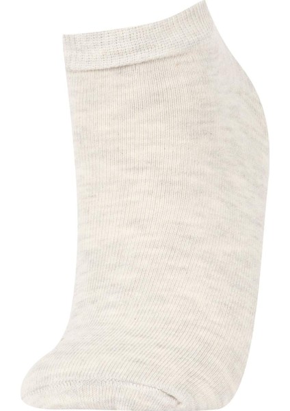 Kadın 5'li Pamuklu Puantiyeli Çizgili Patik Çorap Y6670AZNS