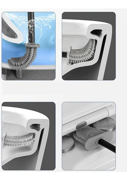 Premium Silikon Tuvalet Fırçası - Gri - Duvar Montajı ve Turbo Kurutma ile Tuvalet Fırça Tutucu (Yurt Dışından) indirimleri