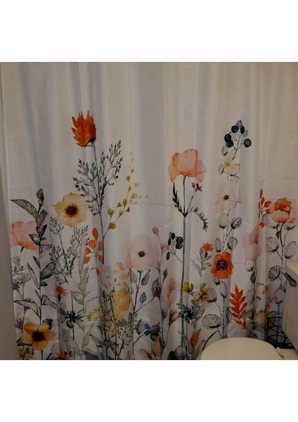 2pcs Çiçek Duş Perdesi 24 Kancalı Suluboya Botanik Çiçekler Dekoratif Banyo Perdesi Modern Banyo (Yurt Dışından) indirimleri