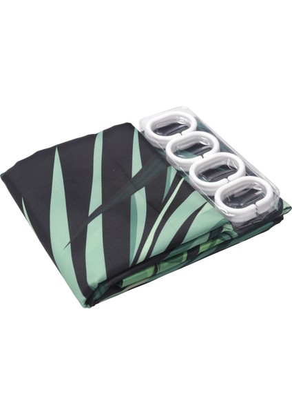 Yeşil Duş Perdesi Yaprak Baskı Deseni Modern Doğal Bitki Deseni Polyester Banyo Su Geçirmez Perdeler (Yurt Dışından)