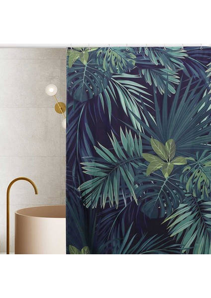 Yeşil Duş Perdesi Yaprak Baskı Deseni Modern Doğal Bitki Deseni Polyester Banyo Su Geçirmez Perdeler (Yurt Dışından) fırsatları