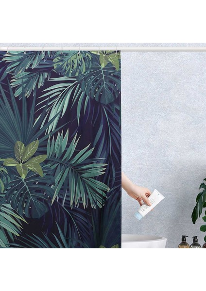 Yeşil Duş Perdesi Yaprak Baskı Deseni Modern Doğal Bitki Deseni Polyester Banyo Su Geçirmez Perdeler (Yurt Dışından) indirimleri