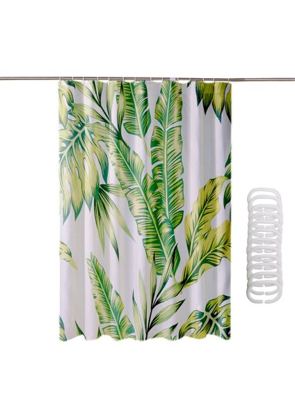 Su Geçirmez Polyester Kumaş Banyo Duş Perdesi Şeffaf Panel Dekor 12 Kanca (Yurt Dışından)